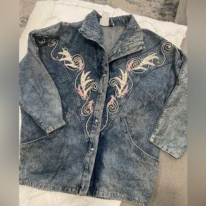 \Vintage Tina‎ Woo Western Embroidered Denim Jacket Small